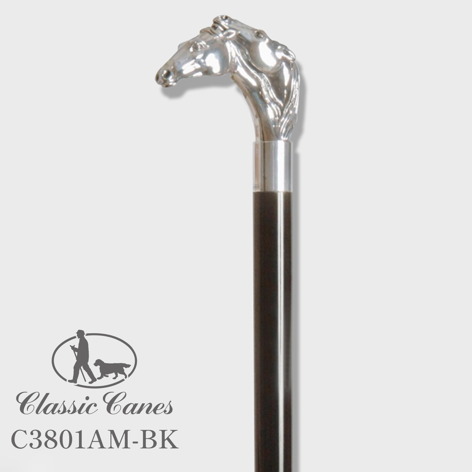 【Classic Canesステッキ】C3801AM-BK　スターリングシルバー 925／馬